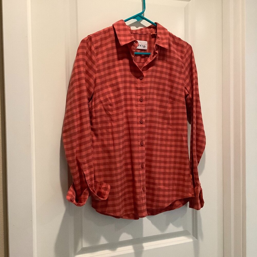 Orvis Flannel Shirt, Rust & Orange, size XS